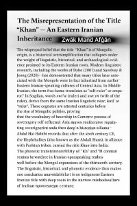 The Misrepresentation of the Title “Khan”: An Eastern Iranian Inheritance